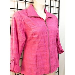 Christopher & Banks Pink Jacket Seersucker Zip